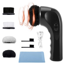 Electric Shoe Cleaning Kit, Electric Shoe Shine Kit with 4 Brush Heads, Portable Wireless Leather Care Kit, Electric Shoe Brush Polisher for Boots, Shoes, Bag, Sofa, Leather Care