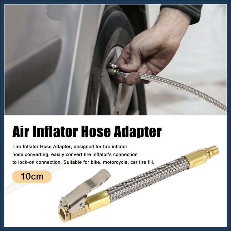 INFINAUTO 2pcs 10cm Car Tire Air Inflator Hose Adapter Extension