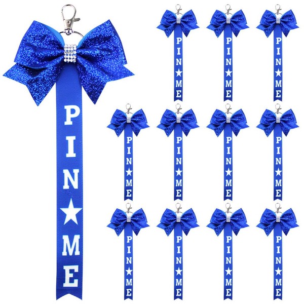 BAOZOON 12 Pcs Cheer Pin Me Ribbon Keychains Glitter Cheer