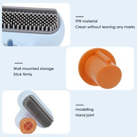 JANKOW Mini Silicone Glass Squeegee, Mirror Glass Brush Suitable for Bathroom Mirror or Bedroom Dresser Mirror (2PC Blue)