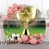 Laeacco 7.2x7.2ft Trophy Football Champion Round Backdrop Soccer Sports Stadium