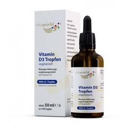 Vita World Vitamin D3 Drops 1,000 I.E. (50 ml) from Lanolin high bioavailability Oil Base Made in Germany