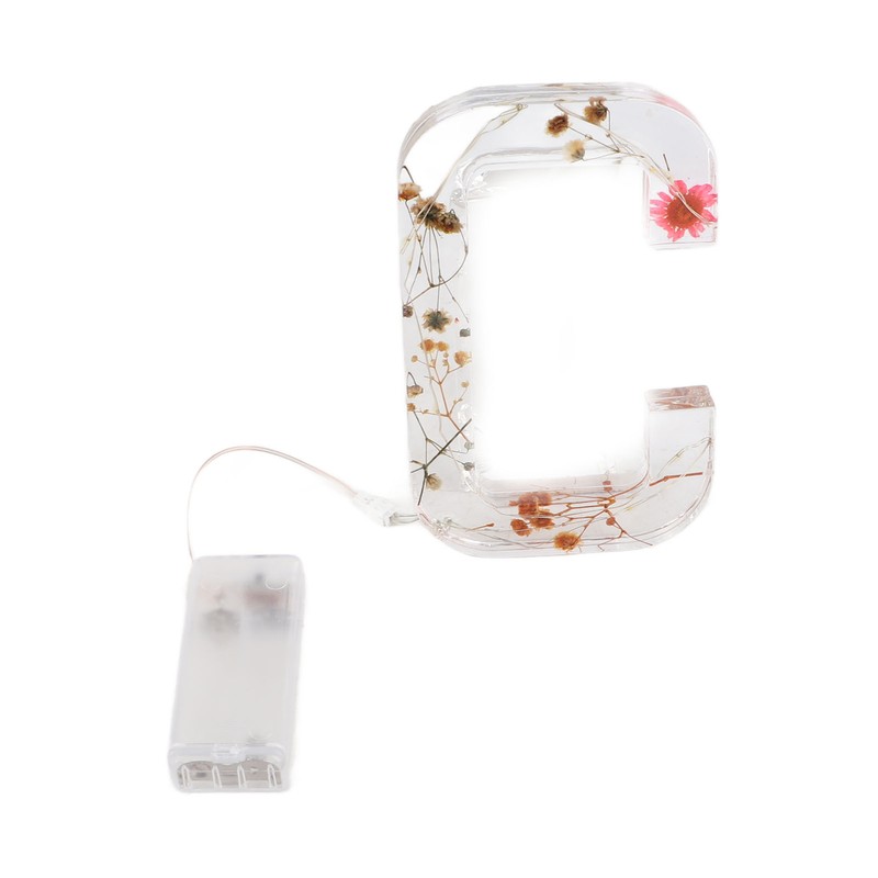 Floral Resin Letter Light Dry Flower and Alphabet Shape LED