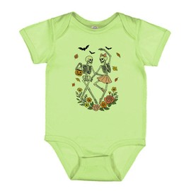 TATY Kids Skeletons Dancing with Flowers Baby Infant One Piece Bodysuit 24 Months Key Lime Green