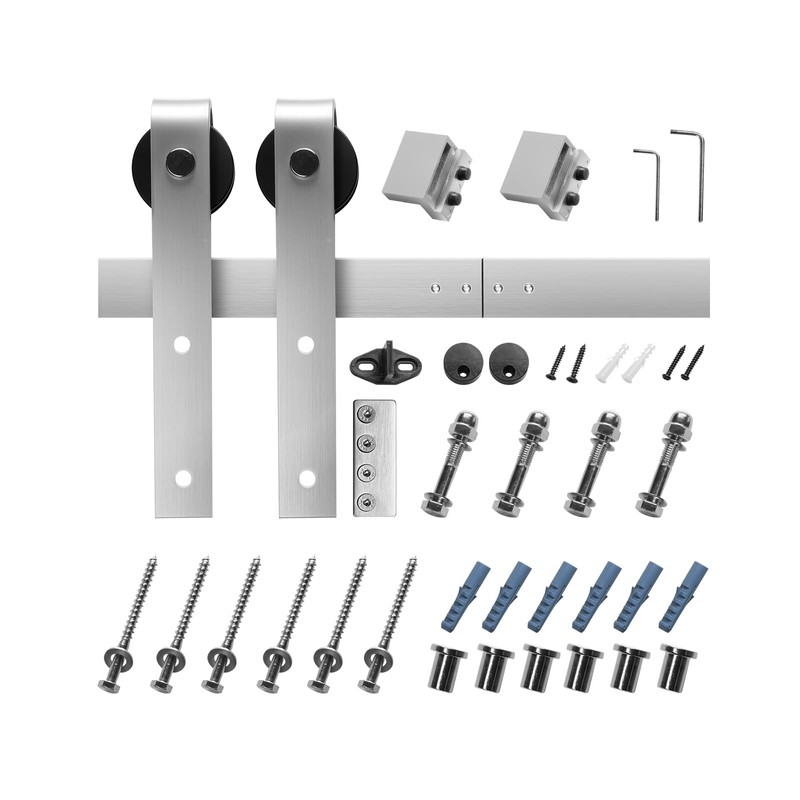 VEVOR 8FT Brushed Nickel Sliding Barn Door Hardware Kit, 330