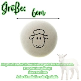 luckaide Pack of 8 Dryer Balls for Tumble Dryers, Wool Dryer Balls, 100% Natural Wool Dryer Balls, Dryer Balls for Down Jackets, Tennis Balls, Dryer Balls, Reusable