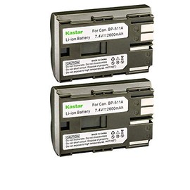 Kastar Battery (2-Pack) for Canon BP-511, BP-511A work with Canon EOS 5D, 10D, 20D, 20Da, 30D, 40D, 50D, 300D, D30, D60, Rebel, PowerShot G1, G2, G3, G3X, G5, G6, Pro 1, Pro 90, Pro 90 IS, FV10, FV100, FV2, FV20, FV200, FV30, FV300, FV40, FV400, FV50, FV