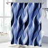 Litabel Navy Black Wavy Ombre Shower Curtain with Luxury Striped
