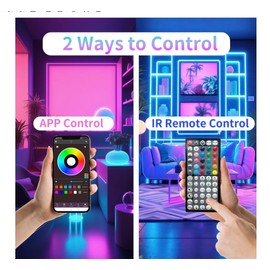 NBBUFF Led Lights for Bedroom Smart App Controlled 200FT(2 Rolls of 100FT) RGB Strip Lights for Bedroom, Sync with Music, Ideal for Home Parties and Room Decoration