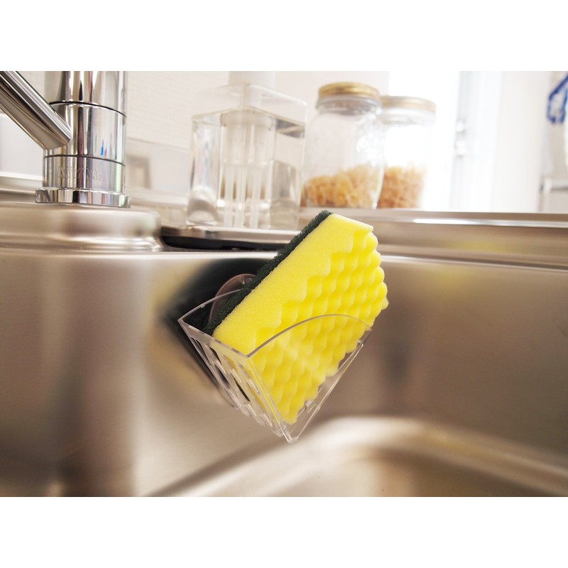 東和産業 スポンジホルダー キッチン用 水切り クリアー