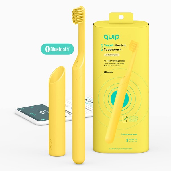 Quip Kids Kids Smart Metal Grip Cepillo de dientes, amarillo