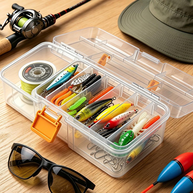 Fishing Tackle Box, Clear Plastic Fishing Bait and Lure Organizer