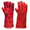 Scan SCAGLOWELRED Welders Gauntlets, Red, 35cm (14in) Cowsplit leather with