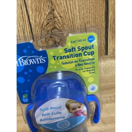Dr. Brown’s Dr Brown's Soft Spout Transition Cup 6 Oz with Handles 6m+ Blue Brand New