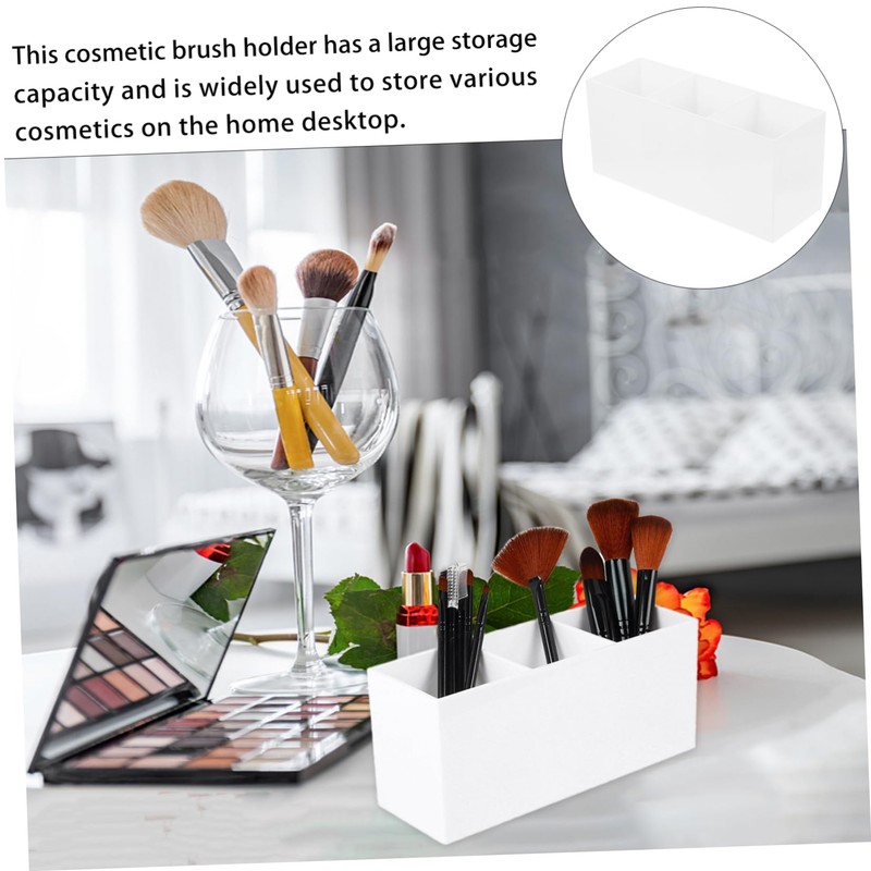 Healeved 3grids Slot Makeup Brush Holder Black Cosmetic Storage Organizer