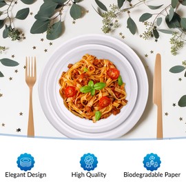 1ABOVE 50 Pack Extra Strong White Disposable Bagasse Plates, 100% Compostable and Biodegradable, Made from Sugarcane Fibre, Perfect for BBQ, Wedding, Office, Picnics and Parties (10 INCH)