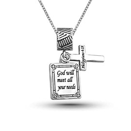 SBI Jewelry God Will Meet All Your Need Necklace Dangle Women Bible Pendant Believe Anniversary Family Christmas Birthday Philippians 4:19