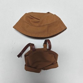 15cm-17cm Dolls Clothes with Adjustable Belts & Cute Hat, Summer Overalls Outfits for 17 CM Doll, Cute Fashion Clothing Set for Have a Seat Doll Daily Wear-Black