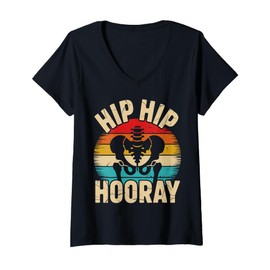 Womens Funny Hip Hip Hooray Design for Hip Replacement Recovery V-Neck T-Shirt