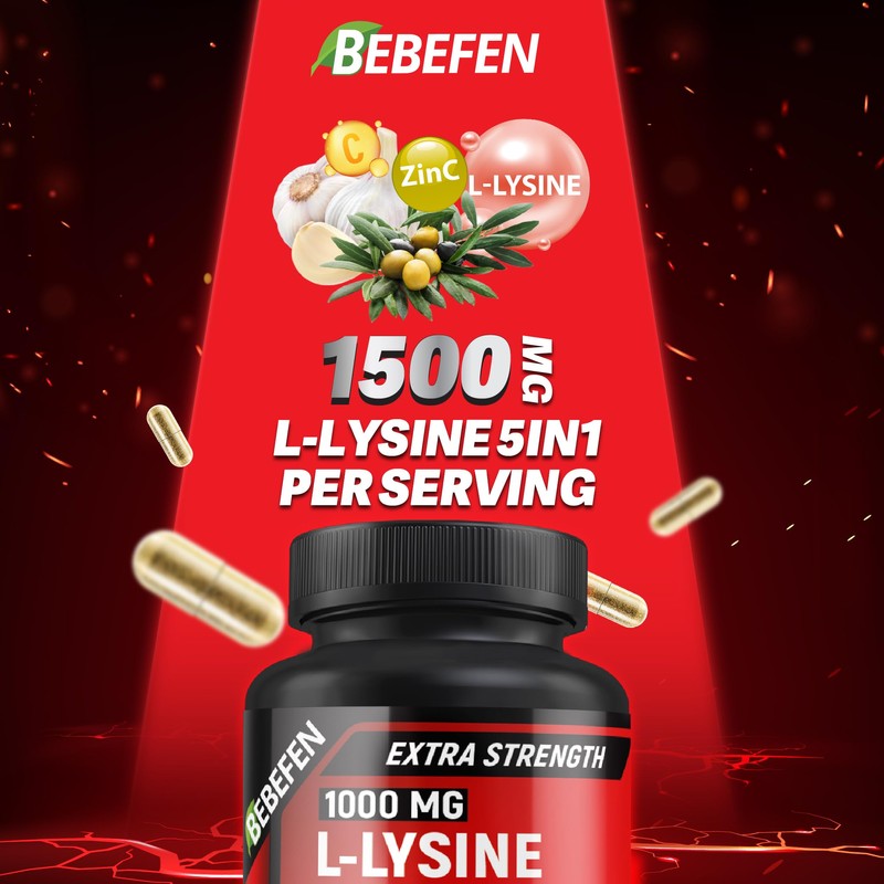 L-Lysine 1,000mg Capsules + Olive Leaf 200mg + Garlic Bulb
