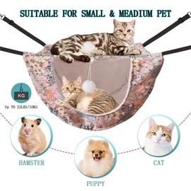 JSPYFITS Cat Cage Hammock,Double Layer Hanging Adjustable Soft Pet Bed Suitable for Kitten Ferret Puppy Rabbit or Small Pet,Hanging Bed for Pets,2 Level Indoor Bed for Any Season Pink Cat