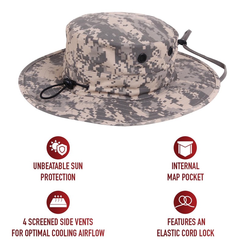 Rothco Boonie - Sombrero de cubeta Ajustable, ACU Digital Camo,