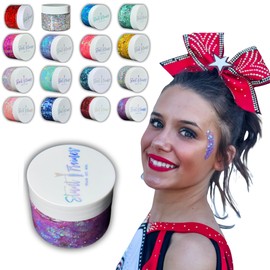 Stunt Trainer Cheer Glitter Face Body Makeup Peel Off Gel Chunky Holographic 15 Colors 1.6oz Vegan Cruelty Free Nontoxic Cheerleader Cheerleading Makeup