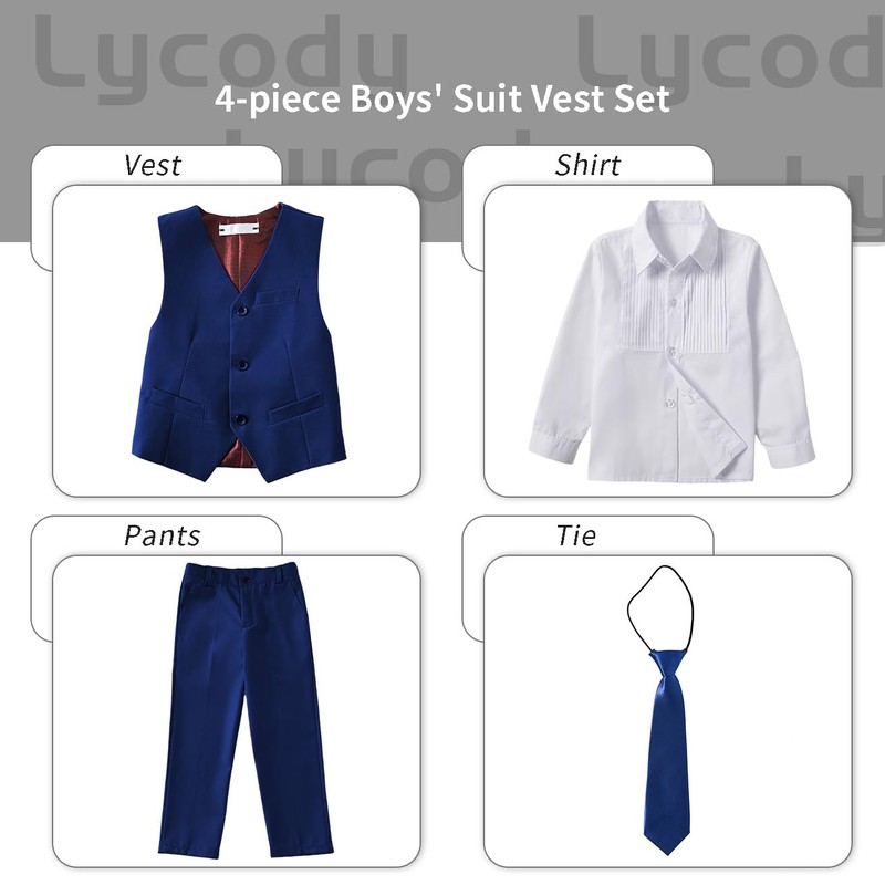 Lycody - Conjunto de chaleco formal para niños, traje de