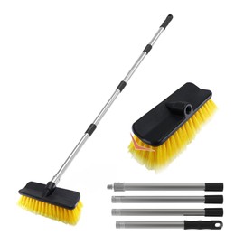 YULOOSI 65" Car Wash Brush with Long Handle | Car Wash 10" Dip Soft Brush | No Scratch Soft Bristle Brush for Car, RV, Boat, Solar Panel, House Siding, Snow, Floors Washing
