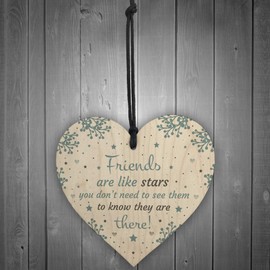 RED OCEAN Friends Are Like Stars Inspirational Wooden Heart Friendship Gift