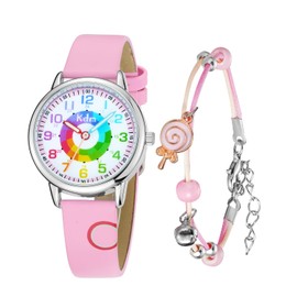 CIVO Kids Watch Analogue -Watches for Kids- Bracelet Set for Girls Boys Kids -Kids Watch Birthday Gift Children Time Teacher - Learn to Tell The Time Watch Girls & Boys - Educational Kids Watch Pink