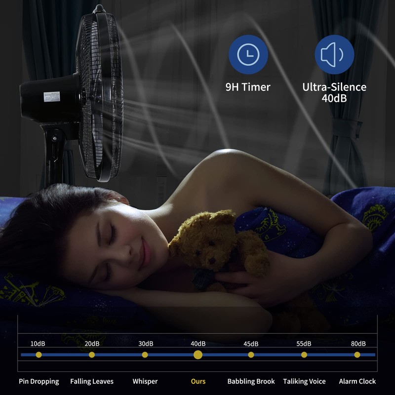 Simple Deluxe 16 Inches Stand Fan with Pedestal Base, Height