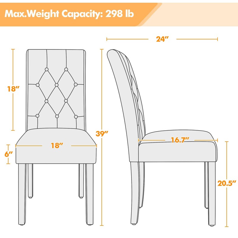 Yaheetech Upholstered Dining Chairs Set of 2 Modern Leather Parsons