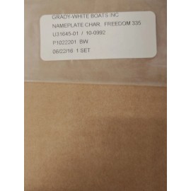 GRADY WHITE 335 FREEDOM NAMEPLATE CHARCOAL DECAL SET 8-1/2' 'x 1''  #10-0992