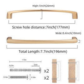 COTYKILEY 6 Pack 7 Inch(177mm) Champagne Bronze Cabinet Handles Gold Kitchen Cabinet Pulls Cabinet Door Handles Kitchen Cabinet Hardware Cupboard Drawer Pulls Dresser Handles