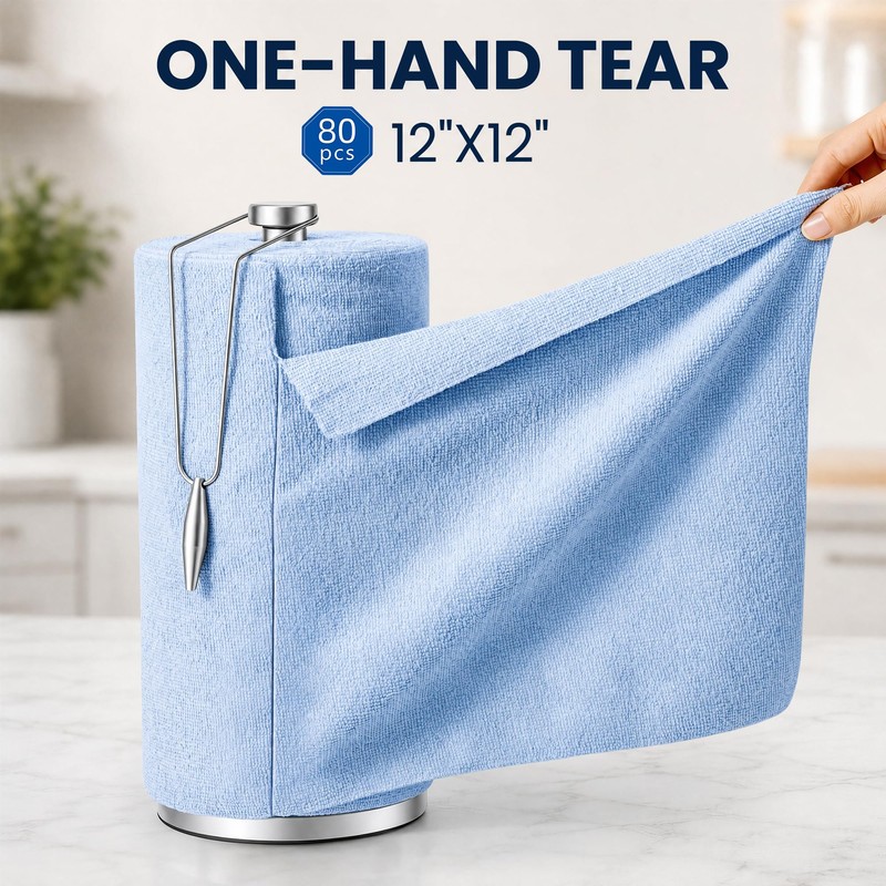 Microfiber Cleaning Cloth Roll 80 PCS, 12" x 12"