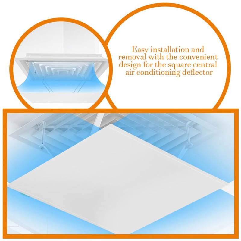TEHAUX Air Conditioner Vent Deflector - Square 35x35cm White Ceiling