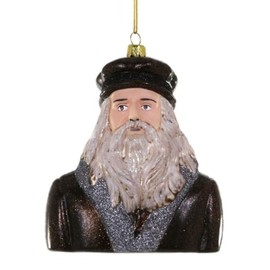 Cody Foster & Co. Leonardo Da Vinci Glass Ornament – 4.5” Tall Historical Holiday Figure with Glitter Robe and Beard – Handcrafted Christmas Tree Decoration
