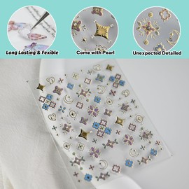 CESTSIREN Holographic Boho Nail Art Stickers, Aurora Bohemian Totem Nail Decals, Self-Adhesive, Nail Accessories & Supplies, Durable & Long-Lasting