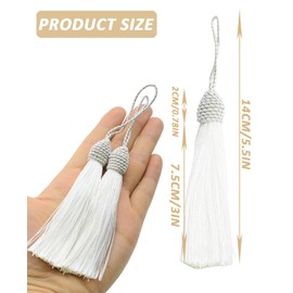 50 Pieces Tassel Bookmark with Loop,Tassels for Crafts,Decorative Tassel for Keychain Jewelry Making Curtain Blanket Graduation Decoration Wedding Favors (White)