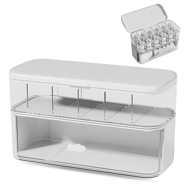 Marjoramy Double Layer Cable Storage Box, Transparent Cable Organiser Box