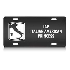 Press Fans - IAP Italian American Princess Italy Map S.Steel Car SUV Truck License Plate Decorative Tag Black-D#h28