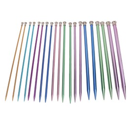 BROLEO Knitting Needles Set, 25cm Metal, Ultra Light, Smoothing Surfaces, Various Sizes, DIY Projects