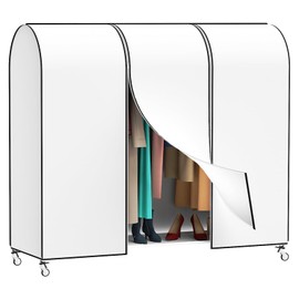 Zilink 72" Garment Rack Cover Dustproof Breathable Clothes Rack Cover Large Garment Bags Protector Cothing Rack with Cover with 2 Durable Zippers for Garment Rack, WHite, (Rack Not Included)
