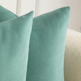 Mandioo Pack of 2 Chenille Cushion Covers Soft Comfortable Durable Throw Pillow Cases for Home Decor Sofa Couch Living Room Bedroom 26 x 26 Inch 65x65 cm Teal