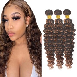 Highlight Human Hair Bundles p430 Deep Wave Bundle Brazilian Remy Hair Bundle 100G/Bundle Bundles Human Hair Tow Tone Hair Bundle 22 24 26 Inch