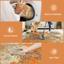 Lahome Modern Abstract Area Rug - 2x3 Small Bathroom Rugs Washable Entry Rug Kitchen Sink Mat, Contemporary Soft Non Slip Indoor Throw Carpet for Entryway Bedside Living Room, Yellow/Gold/Cream