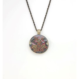 Inlaid Floral Magnifying Glass Pendant Necklace…