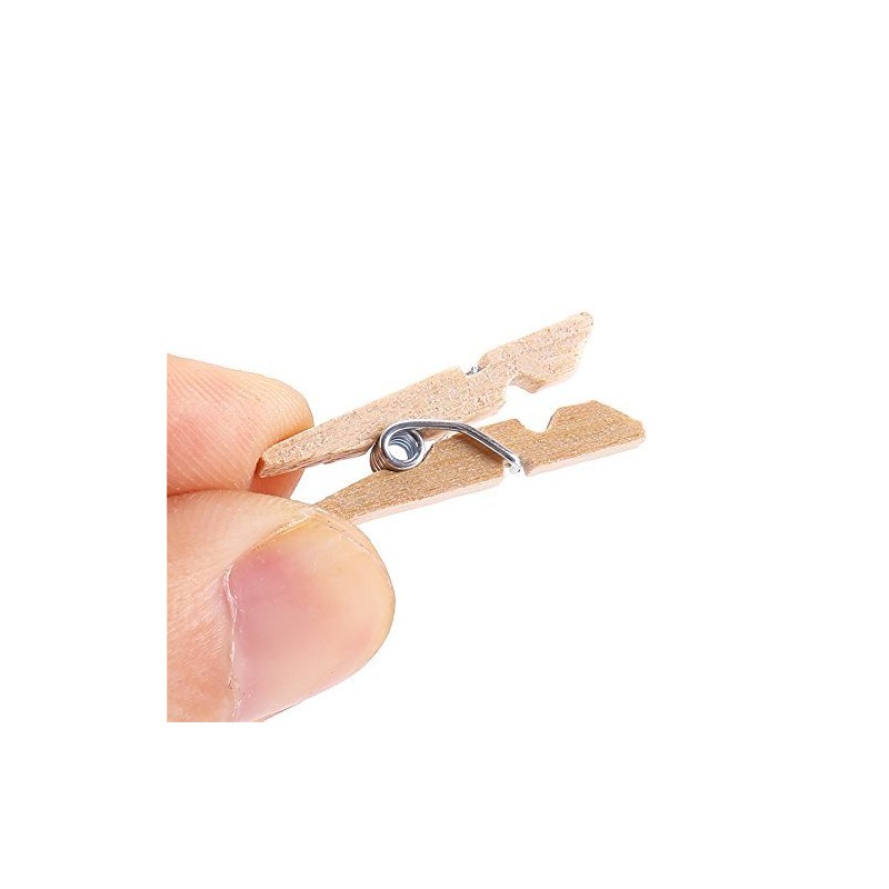 100 Pieces Mini Wooden Pegs Clips Photo Pins Coloured Craft,