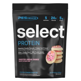 PEScience Select Protein Powder, Whey and Casein Blend, Clean Protein Powder for Women and Men, Low Calorie, Low Carb, Keto Friendly, Gluten Free, Frosted Sugar Cookie, 5 Servings